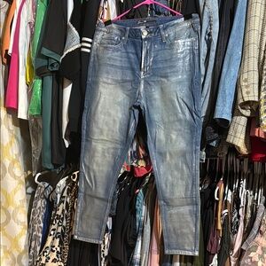 SEVEN7 metallic embossed skinny jeans